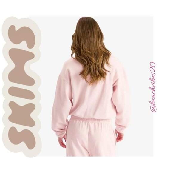 SKIMS Cotton Fleece Classic Crewneck Pullover Cherry Blossom Small NWT - Picture 2 of 4